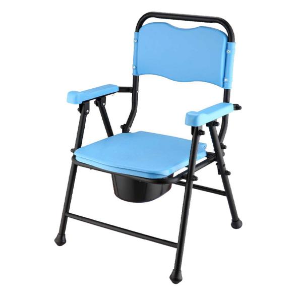 Chaise de toilette pliable avec seau et couvercle